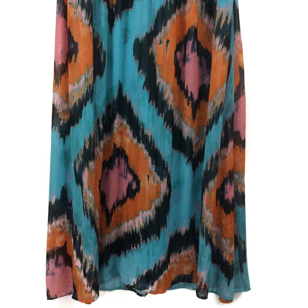 🦋Gianni Bini Flowy Teal Orange Maxi Dress 11 - Picture 3 of 8